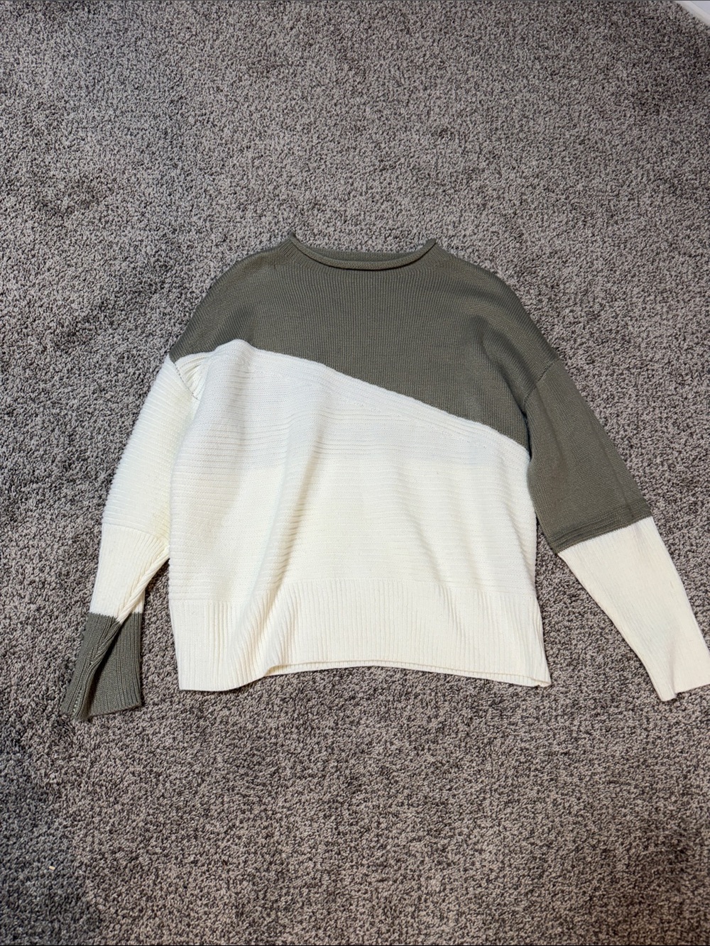 Colorblock Grey and Cream Women's Sweater